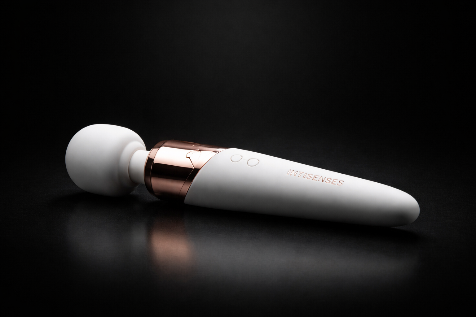 Massageador íntimo feminino INTISENSES em design elegante branco e rose gold, acessório de bem-estar e estimulação sensorial