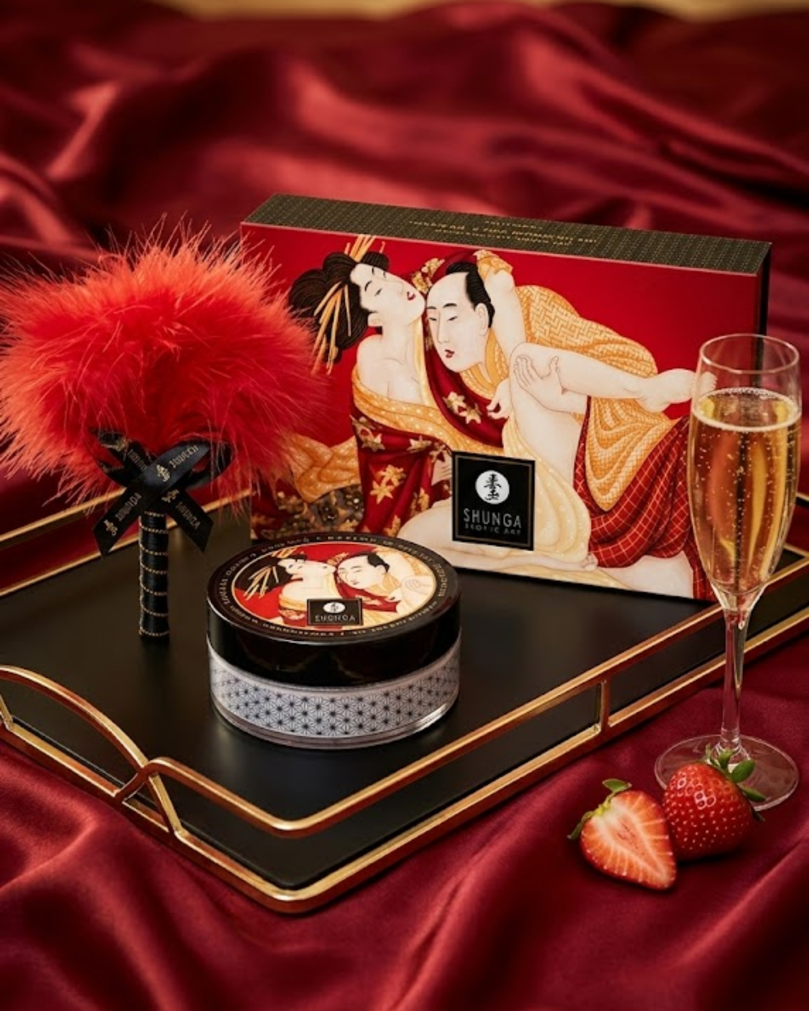 Kit de Pó de Massagem Comestível Morango – Shunga